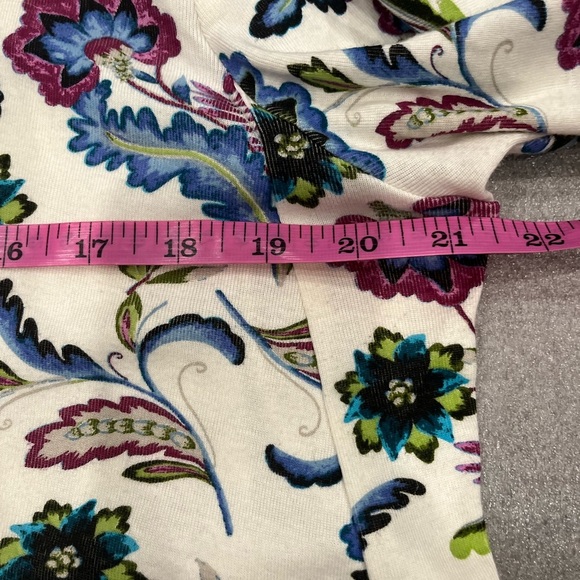 [L] J. Jill Perfect 100% Pima Cotton Cream Chinoiserie Garden Tunic Floral Print - Picture 6 of 7